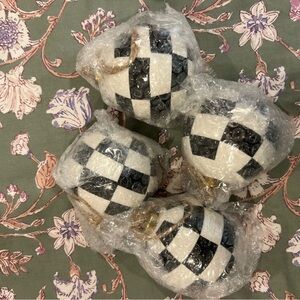 Black and white checkered ornaments